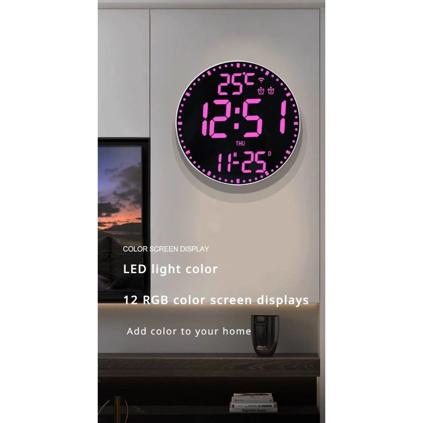 LED Digital Wall Clock Large Screen Temperature Date Day Display Smart Wifi , Tuya / Smart Life